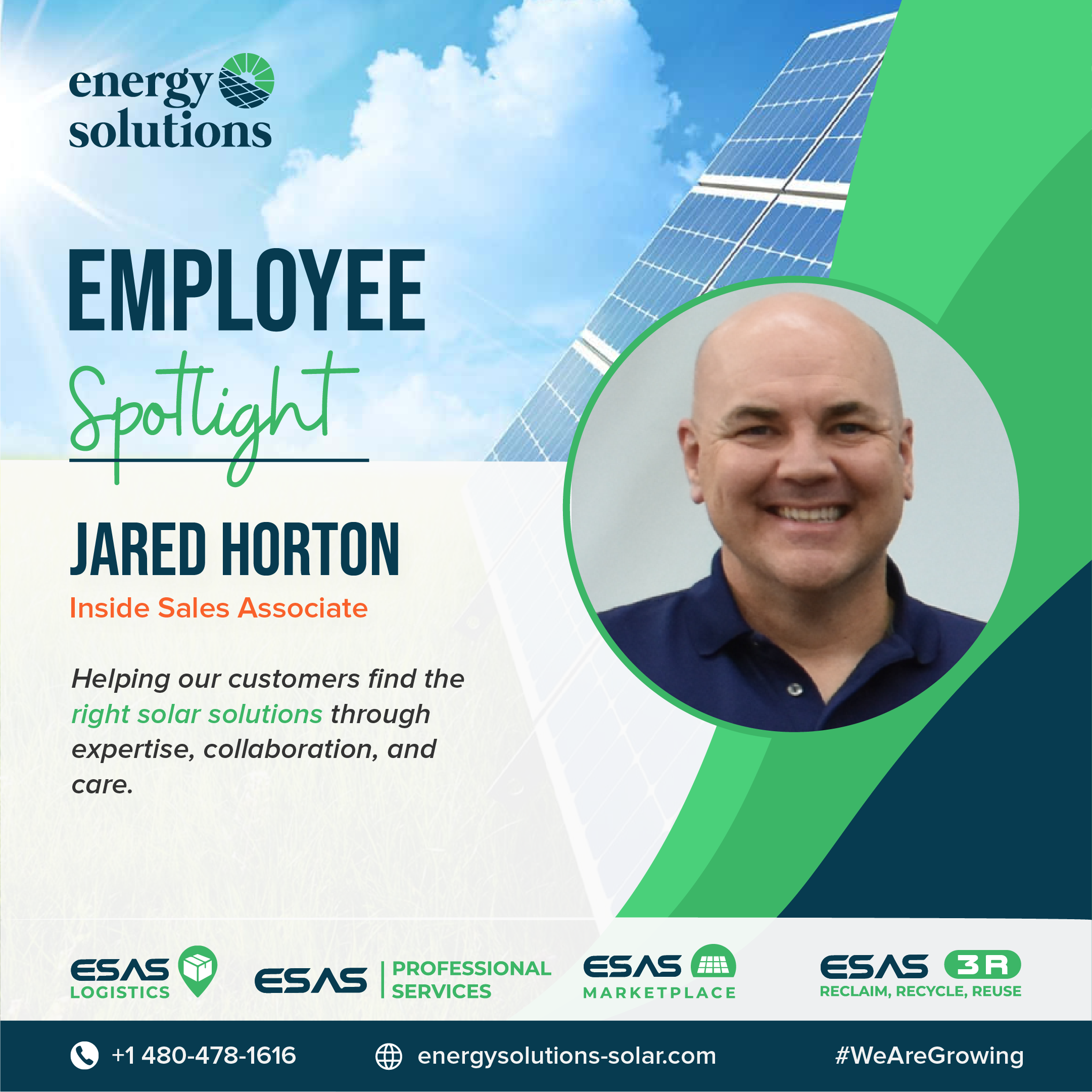 Jared horton inside sales associate at ESAS solar